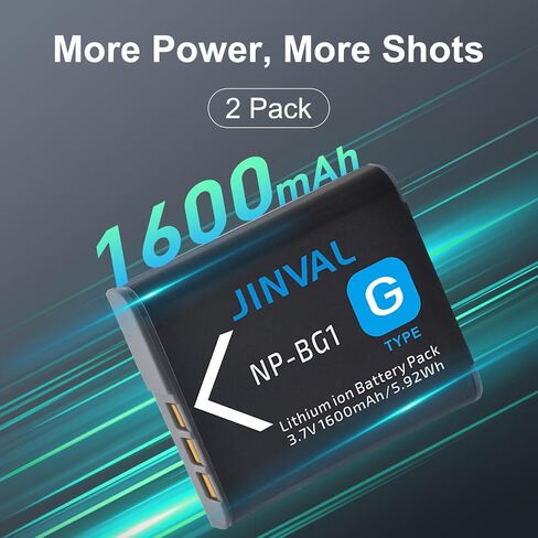 NP-BG1 NP-FG1 Battery 2 Pack and Charger Case for Sony Cybershot DSC-HX5V, DSC-HX9V, DSC-W30, DSC-W35, DSC-W50, DSC-W55, DSC-W70, DSC-W80, DSC-W290, DSC-H10, H20, H50, H55, H70, H90 in Saudi Arabia