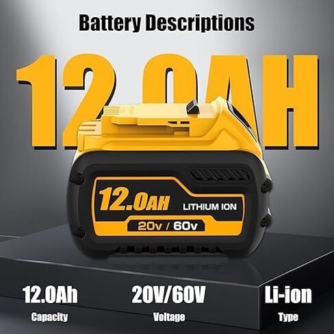 DCB609 12.0Ah Replacement for Dewalt 20V/60v Flexvolt Battery(2PC-60V) | Compatible with Dewalt 20V/60V Max Battery DCB606 DCB609-2 DCB606-2 DCB612 in Kuwait
