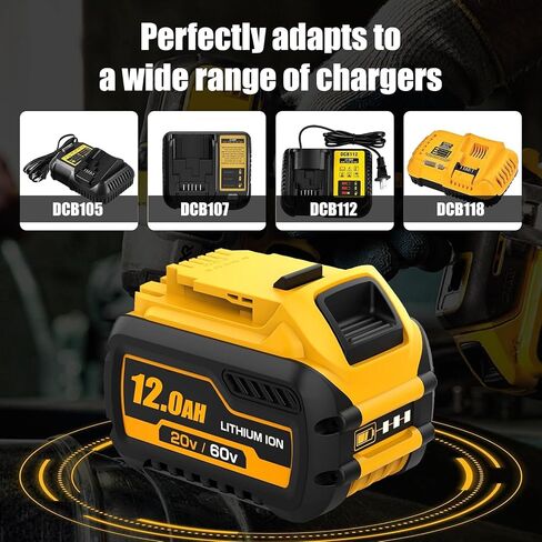 DCB609 12.0Ah Replacement for Dewalt 20V/60v Flexvolt Battery(2PC-60V) | Compatible with Dewalt 20V/60V Max Battery DCB606 DCB609-2 DCB606-2 DCB612 in Kuwait