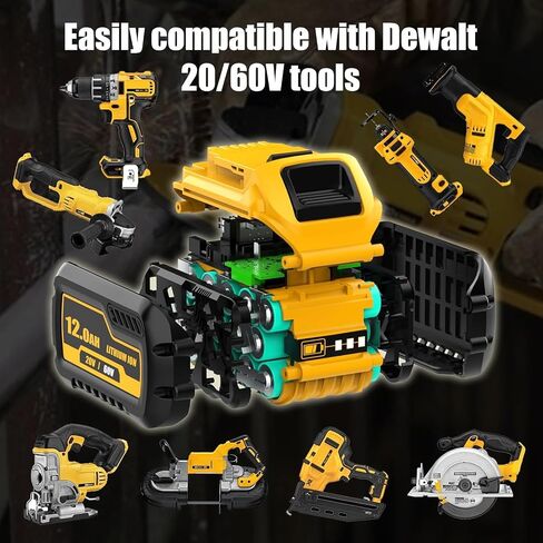 DCB609 12.0Ah Replacement for Dewalt 20V/60v Flexvolt Battery(2PC-60V) | Compatible with Dewalt 20V/60V Max Battery DCB606 DCB609-2 DCB606-2 DCB612 in Kuwait