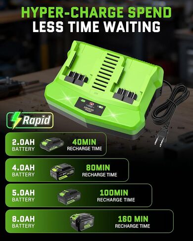 24V Dual Port Fast Charger Replacement for Greenworks 24V Battery Charger CAG812 CAG80009 2938202 2961702, Simultaneous Rapid Charger Fits Greenworks 24V Batteries BAG724 BAG70001 LB24A050 in Kuwait