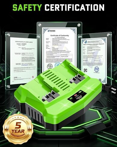 24V Dual Port Fast Charger Replacement for Greenworks 24V Battery Charger CAG812 CAG80009 2938202 2961702, Simultaneous Rapid Charger Fits Greenworks 24V Batteries BAG724 BAG70001 LB24A050 in Kuwait