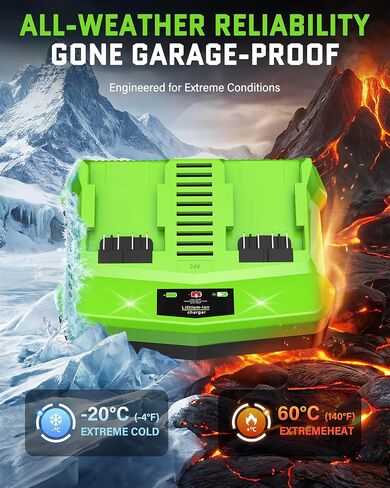 24V Dual Port Fast Charger Replacement for Greenworks 24V Battery Charger CAG812 CAG80009 2938202 2961702, Simultaneous Rapid Charger Fits Greenworks 24V Batteries BAG724 BAG70001 LB24A050 in Kuwait