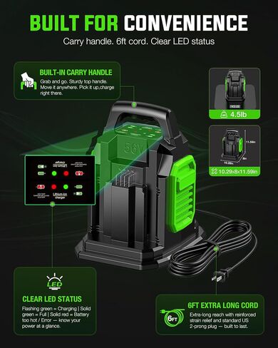 4.0A Dual Port Speed Charger for EGO 56V Battery, Replacement for EGO Battery Charger, Simultaneous Charging, for EGO Charger CH2800D in Saudi Arabia