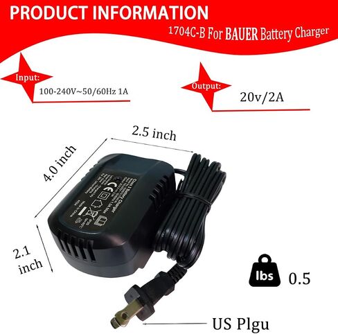 for Bauer 20v Battery Charger 20v 2A Lithium ion Battery 1704C-B in Kuwait