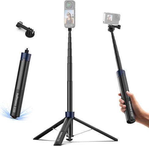 حامل ثلاثي غير مرئي 63 بوصة من Kaitezenz لكاميرات الحركة Insta360 Ace/Ace Pro 2/GO Ultra/GO 3S/ONE X2/X3/X4/X5، مقبض عمود تمديد لـ GoPro، DJI Osmo Pocket 3/4 in Kuwait