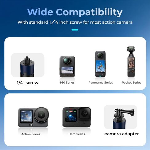 حامل ثلاثي غير مرئي 63 بوصة من Kaitezenz لكاميرات الحركة Insta360 Ace/Ace Pro 2/GO Ultra/GO 3S/ONE X2/X3/X4/X5، مقبض عمود تمديد لـ GoPro، DJI Osmo Pocket 3/4 in Kuwait