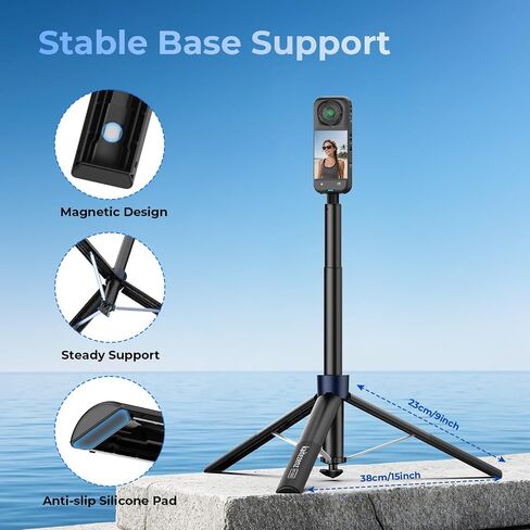 حامل ثلاثي غير مرئي 63 بوصة من Kaitezenz لكاميرات الحركة Insta360 Ace/Ace Pro 2/GO Ultra/GO 3S/ONE X2/X3/X4/X5، مقبض عمود تمديد لـ GoPro، DJI Osmo Pocket 3/4 in Kuwait