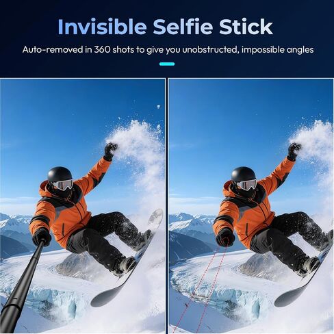 حامل ثلاثي غير مرئي 63 بوصة من Kaitezenz لكاميرات الحركة Insta360 Ace/Ace Pro 2/GO Ultra/GO 3S/ONE X2/X3/X4/X5، مقبض عمود تمديد لـ GoPro، DJI Osmo Pocket 3/4 in Kuwait