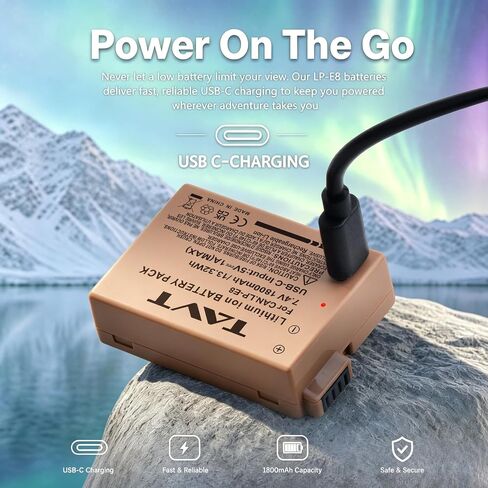 2Pcs LP-E8 USB-C Rechargerable Battery, for Canon LP-E8 LC-E8E Canon Rebel T3i,T2i,T4i,T5i,EOS 600D,550D,650D,700D,Kiss X5,X4,Kiss X6 Cameras in Saudi Arabia