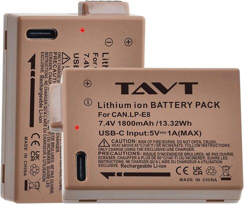 2Pcs LP-E8 USB-C Rechargerable Battery, for Canon LP-E8 LC-E8E Canon Rebel T3i,T2i,T4i,T5i,EOS 600D,550D,650D,700D,Kiss X5,X4,Kiss X6 Cameras in Saudi Arabia