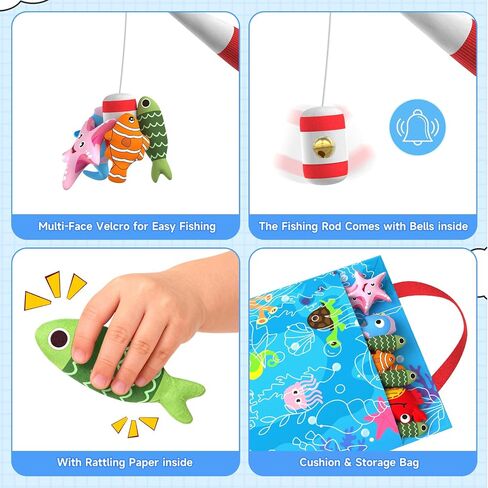 Toddler Toy Montessori Toys for 1 Year Old Baby Boy Girl, Fishing Game | 22pcs Cloth Fishing Game, Learning Toys for Toddlers 1-3, Counting, Color Sorting, Fine Motor Skills 6-18 Months Babies Gift in Saudi Arabia