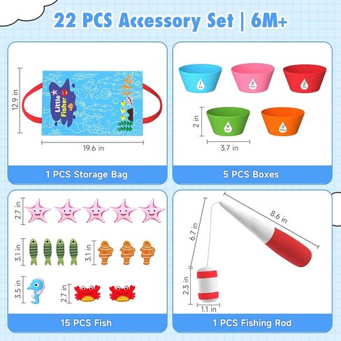Toddler Toy Montessori Toys for 1 Year Old Baby Boy Girl, Fishing Game | 22pcs Cloth Fishing Game, Learning Toys for Toddlers 1-3, Counting, Color Sorting, Fine Motor Skills 6-18 Months Babies Gift in Saudi Arabia