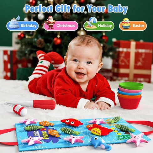 Toddler Toy Montessori Toys for 1 Year Old Baby Boy Girl, Fishing Game | 22pcs Cloth Fishing Game, Learning Toys for Toddlers 1-3, Counting, Color Sorting, Fine Motor Skills 6-18 Months Babies Gift in Saudi Arabia
