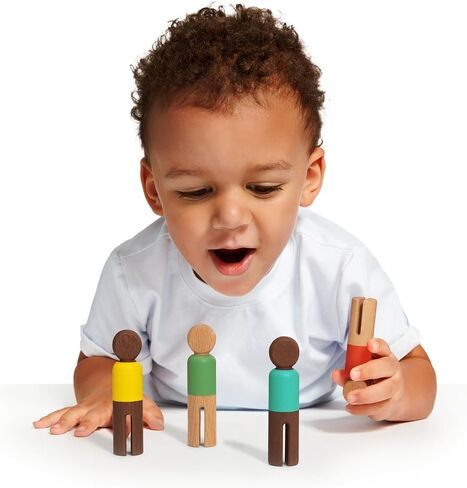 LOVEVERY | The Block Set | Solid Wood Building Blocks and Shapes + Wooden Storage Box, 70 Pieces, 18 Colors, 20+ Activities, Toddler Block Set and Converts into a Pull Car, Ages 12 to 48+ months in Saudi Arabia