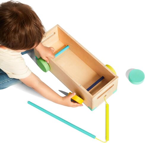 LOVEVERY | The Block Set | Solid Wood Building Blocks and Shapes + Wooden Storage Box, 70 Pieces, 18 Colors, 20+ Activities, Toddler Block Set and Converts into a Pull Car, Ages 12 to 48+ months in Saudi Arabia