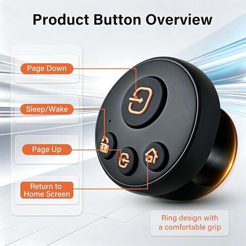 Designed for Kobo Remote Page Turner for Kobo Ereader Wireless Clicker | Remote Ring Hands-Free Reading for Kobo Clara BW/Libra Colour/Clara Colour/Elipsa/Clara 2E/Libra 2/Sage, Slient Click in Bed in Saudi Arabia