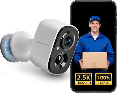 2.5K Wireless Home Security Cameras Outdoor WiFi, Non-Subscription AI Person Detection, 4MP Color Night Vision, Full Duplex 2-Way Audio, IP66 Waterproof Battery Powered, U.S. AWS Cloud in Saudi Arabia