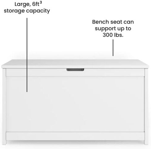 Child Craft Harmony 33" Wood Toy Box, Large Toy Chest Storage Organizer, Soft Close Safety Hinges, Ventilation Hole, 6 Cubic Ft Capacity, Kids Playroom Nursery Bedroom Storage Chest (Matte White) in Kuwait