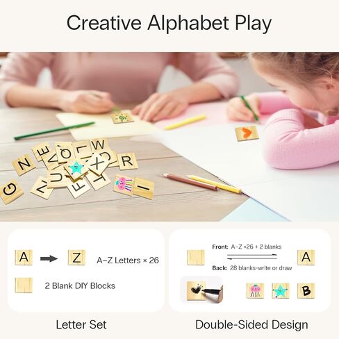 StrongTek 2-Step Stool, Pine Wood, Custom Name Display, Non-Slip Pads | Alphabet Blocks for Custom Name Display, Lightweight Design, Easy to Clean, Bedroom, Playroom and Home Use in Saudi Arabia