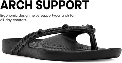 INMINPIN Women's Arch Support Flip Flops Orthotic Thong Sandals Lightweight Beach Pool Shower Slides Sandal Indoor Outdoor,Black,Label Size 11=10 women in Saudi Arabia