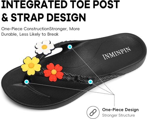 INMINPIN Women's Arch Support Flip Flops Orthotic Thong Sandals Lightweight Beach Pool Shower Slides Sandal Indoor Outdoor,Black,Label Size 11=10 women in Saudi Arabia