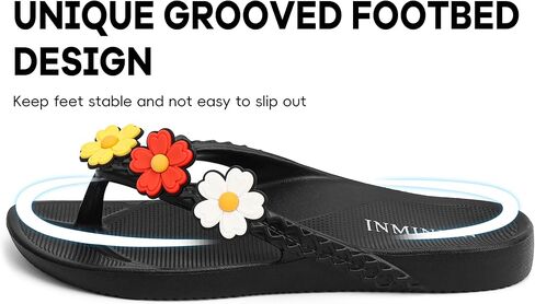 INMINPIN Women's Arch Support Flip Flops Orthotic Thong Sandals Lightweight Beach Pool Shower Slides Sandal Indoor Outdoor,Black,Label Size 11=10 women in Saudi Arabia