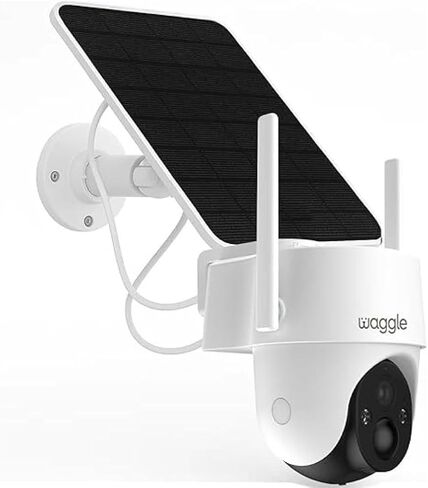 Waggle 4G LTE Cellular Security Camera Wireless Outdoor - 360° Live View, 2K Color Night Vision, PIR Motion Sensor, 2 Way Talk, Built in SIM Card - Solar Panel Included - Subscription Required in Kuwait