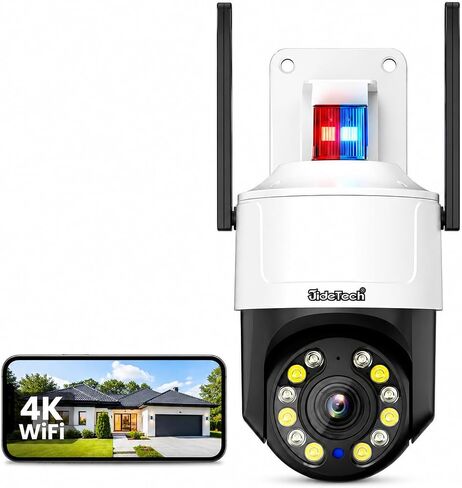 JideTech 4K 8MP Outdoor PTZ Security Camera with 5X Optical Zoom, Dual-Band WiFi, Color Night Vision, Spotlight & Siren Alarm, AI Human/Vehicle/Pet Detection, Auto Tracking for Home & Business in Saudi Arabia