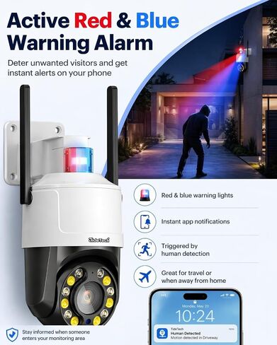 JideTech 5MP Outdoor PTZ Security Camera, 5X Optical Zoom, Dual-Band WiFi, Color Night Vision, Auto Tracking & Human Detection, IP66, NVR Compatible – for Yard, Driveway, Home Security in Saudi Arabia