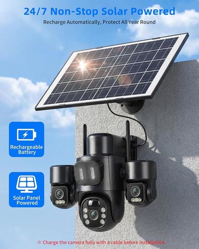 KEPEAK Solar Security Cameras Wireless Outdoor, Triple Lens Cameras for Home Security, 360°Coverage, Pan & Tilt, No Blind Spots, Color Night Vision in Saudi Arabia
