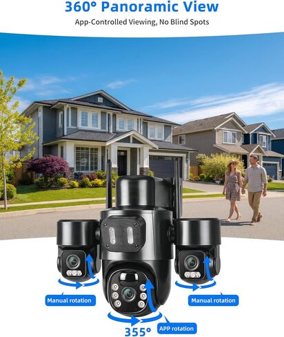 KEPEAK Solar Security Cameras Wireless Outdoor, Triple Lens Cameras for Home Security, 360°Coverage, Pan & Tilt, No Blind Spots, Color Night Vision in Saudi Arabia