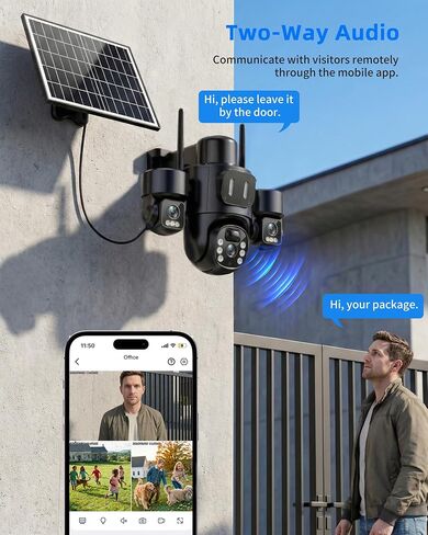 KEPEAK Solar Security Cameras Wireless Outdoor, Triple Lens Cameras for Home Security, 360°Coverage, Pan & Tilt, No Blind Spots, Color Night Vision in Saudi Arabia