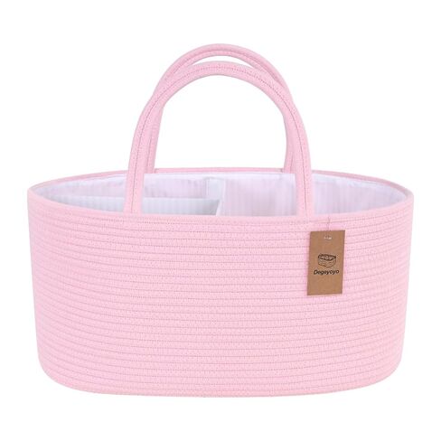 13.5L Baby Diaper Caddy Organizer, 15.3"x9.8"x7" Cotton Rope Diaper Basket, Changing Table Storage Caddy With Removable Divider, Baby Basket for Nursery, Car, Diapers, Baby Shower Gifts for Newborn in Saudi Arabia