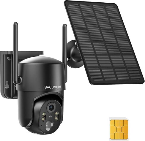 No WiFi Security Cameras Wireless Outdoor, Solar Powered, Ranch Camera | 2K HD Color Night Vision, 360° PTZ, Smart Detection, 2-Way Talk, IP66 Waterproof, Suitable for Ranch/ jobsite farm/outdoors in Saudi Arabia