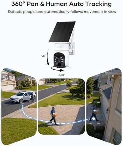 firstrend 360° Solar Camera Outdoor Wireless for Home Security, 3-Cam Kit, No Subscription Required, Human Auto Tracking, Two Way Audio, 2K Color Night Vision, IP65 in Saudi Arabia