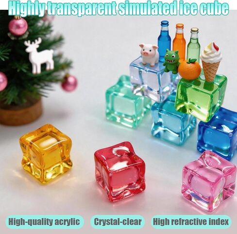 Transparent Acrylic Imitation Ice Cube Decoration, Table Vase Filler, DIY | Made of acrylic, DIY accessories, 0.6-inch curved blocks, easy to clean, reusable, vase decorations, transparency in Saudi Arabia