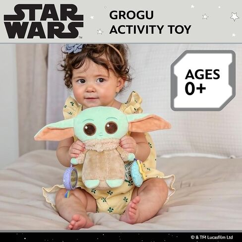 Kids Preferred Star Wars: THE Mandalorian Grogu On the Go Activity Toy - with Teether, Crinkle, Squeaker, Mirror and Travel Clip, Sensory Toy, for Ages 0+ in Saudi Arabia