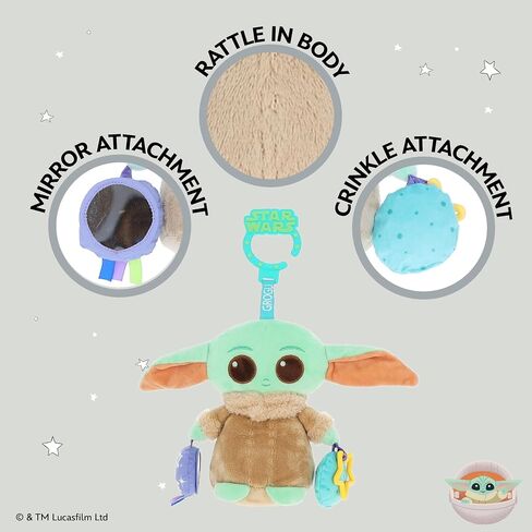 Kids Preferred Star Wars: THE Mandalorian Grogu On the Go Activity Toy - with Teether, Crinkle, Squeaker, Mirror and Travel Clip, Sensory Toy, for Ages 0+ in Saudi Arabia