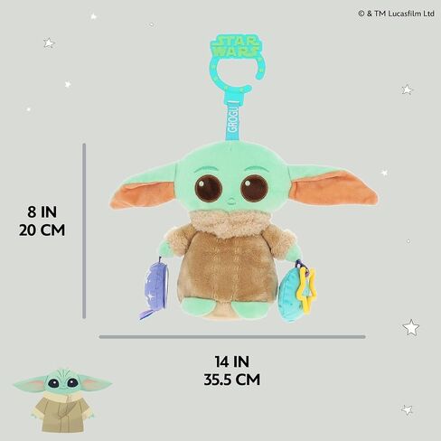 Kids Preferred Star Wars: THE Mandalorian Grogu On the Go Activity Toy - with Teether, Crinkle, Squeaker, Mirror and Travel Clip, Sensory Toy, for Ages 0+ in Saudi Arabia