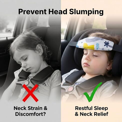 3 Pcs Baby Car Seat Head Support, Toddler Neck Relief & Sleep Positioner Band, Adjustable Stroller Headrest Strap with Premium Soft Cotton, Universal Fit Auto Seat Accessories for Kids in Saudi Arabia