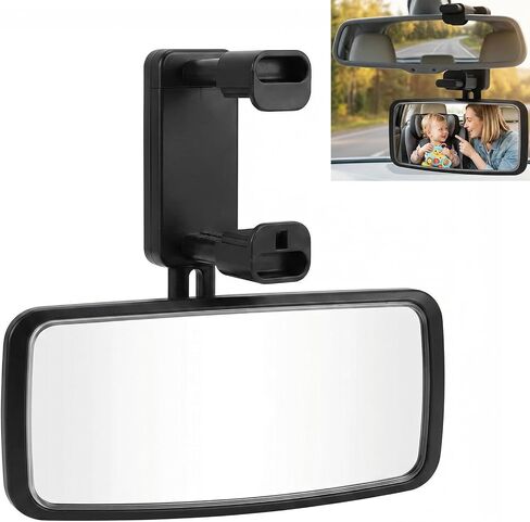 360° Adjustable Baby Mirror for SUV Truck Sedan, Clip On Visor | HD convex glass reduces blind spots. Anti-fog. Shatterproof ABS. Clip fits 48-70mm visors. Universal fit in Saudi Arabia