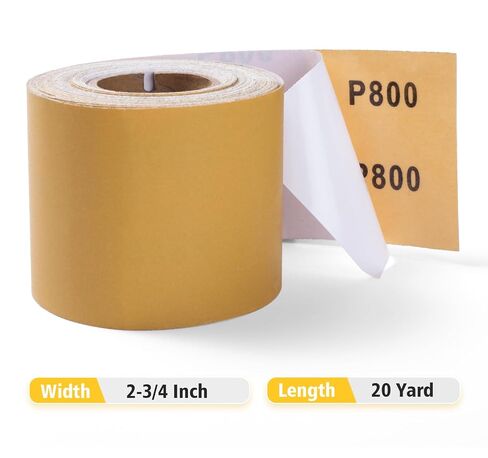 800 Grit PSA Longboard Sandpaper 20 Yard Long Continuous Roll, 2-3/4" Wide Self Adhesive Stickyback Sanding Sheets for Automotive, Hand Sanding Blocks,Woodworking, Metal, Plastic in Saudi Arabia