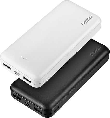 Miady 2-Pack شاحن محمول 22.5 واط قوة البنك 20000 مللي أمبير بطارية السفر | شحن سريع، USB مزدوج، 3 مخرجات، مدخلين، سعة عالية، متوافق مع iPhone 17 Android وما إلى ذلك، 74 وات في الساعة، للتخييم، أسود + أبيض in Kuwait