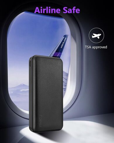 Miady 2-Pack شاحن محمول 22.5 واط قوة البنك 20000 مللي أمبير بطارية السفر | شحن سريع، USB مزدوج، 3 مخرجات، مدخلين، سعة عالية، متوافق مع iPhone 17 Android وما إلى ذلك، 74 وات في الساعة، للتخييم، أسود + أبيض in Kuwait