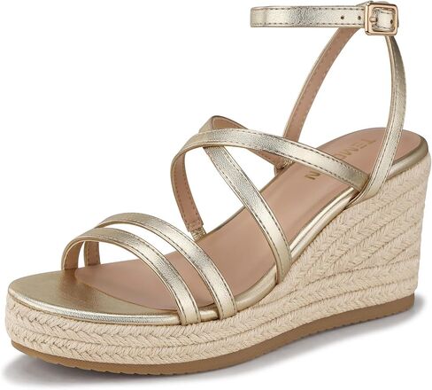 TEMOFON Espadrilles Wedge Sandals for Women: Slip On Elastic Ankle Strap Platform Sandals Dressy Comfortable Summer Wedges Heels Shoes in Saudi Arabia