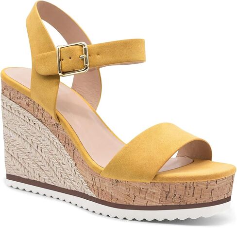 Coutgo Women's Espadrille Wedge Platform Sandals Open Toe Ankle Buckle Strap Casual Summer Shoes in Saudi Arabia