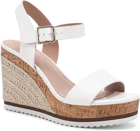 Coutgo Women's Espadrille Wedge Platform Sandals Open Toe Ankle Buckle Strap Casual Summer Shoes in Kuwait