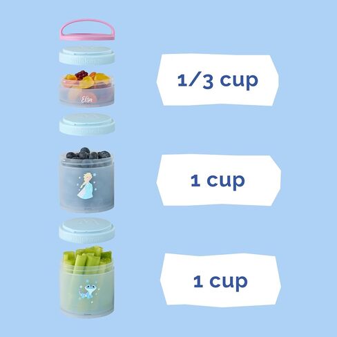 Whiskware Disney Princess Frozen, Stackable Snack Containers for Kids, 3 Stackable Snack Cups for School or Travel, Formula and Cupholder Friendly, Elsa and Bruni in Saudi Arabia
