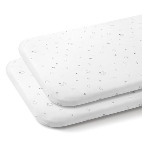 Papablic 2-Pack Baby Bassinet Sheets Fitted Mattress 33" x 21.6" | Starry Night, 100% Cotton, Fits Papablic 2-in-1 Mesh Bedside Sleeper and Standard Bassinet Mattress Pads in Saudi Arabia